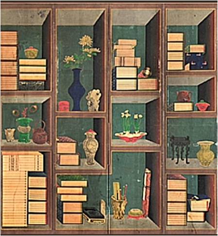 이형록의 수선화가 있는 책가도(부분).19세기. 출처: 국립중앙박물관