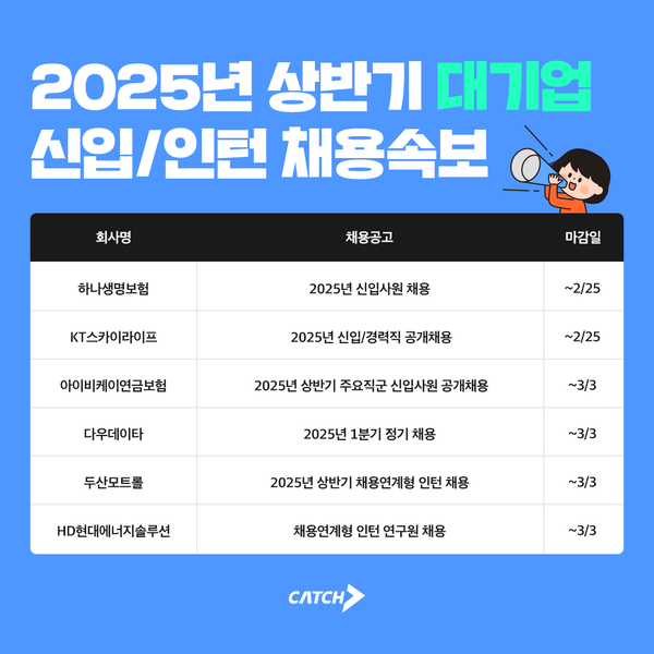 하나생명보험, IBK연금보험 외… 2025 대기업 신입/인턴 토토 가입머니