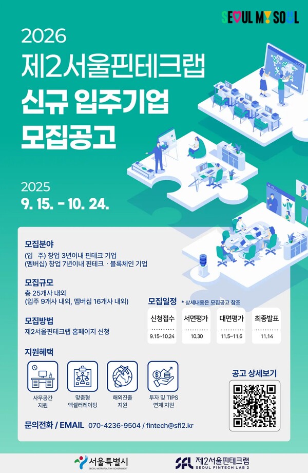 서울시, 초기 핀테크 스타트업 전방위 지원 나선다... 메이저 놀이터 순위 2026년 입주 기업 모집