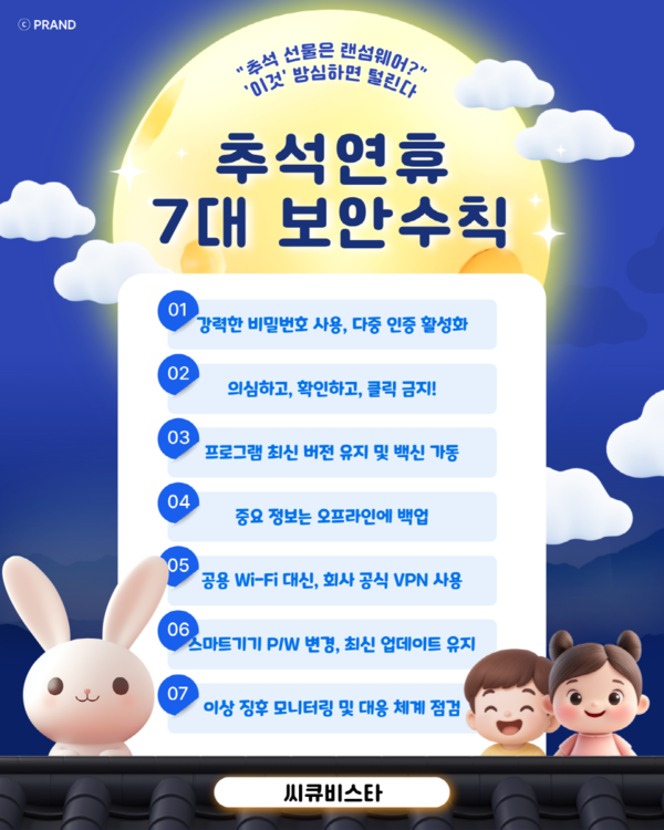 씨큐비토토 메이저 사이트 추석연휴 7대 보안수칙. (제공= 씨큐비토토 메이저 사이트)