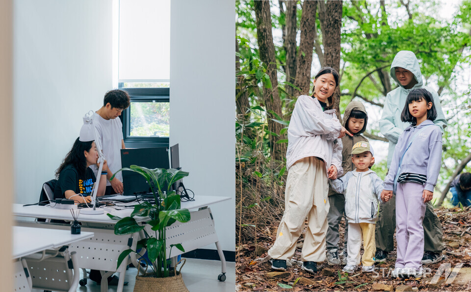 가족이 함께 떠난 패밀리 워케이션에서 부모는 업무에 집중하고, 아이들은 체험 중심 교육 프로그램에 참여하고 있다. 